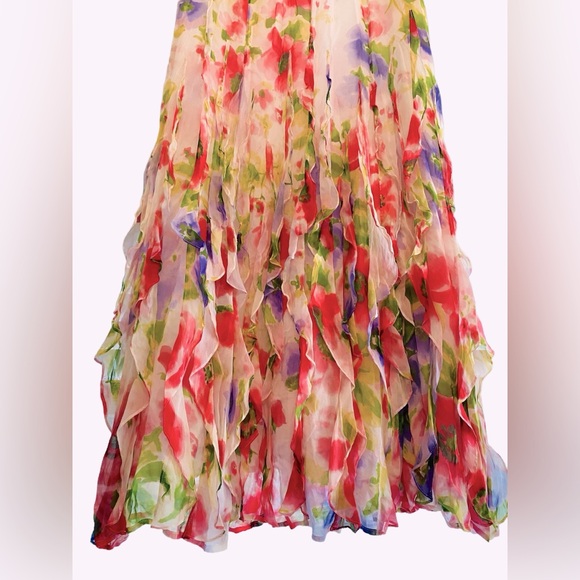 Teri Jon by Rickie Freeman Gorgeous Maxi Floral Silk Skirt Sz Medium. - Picture 2 of 8